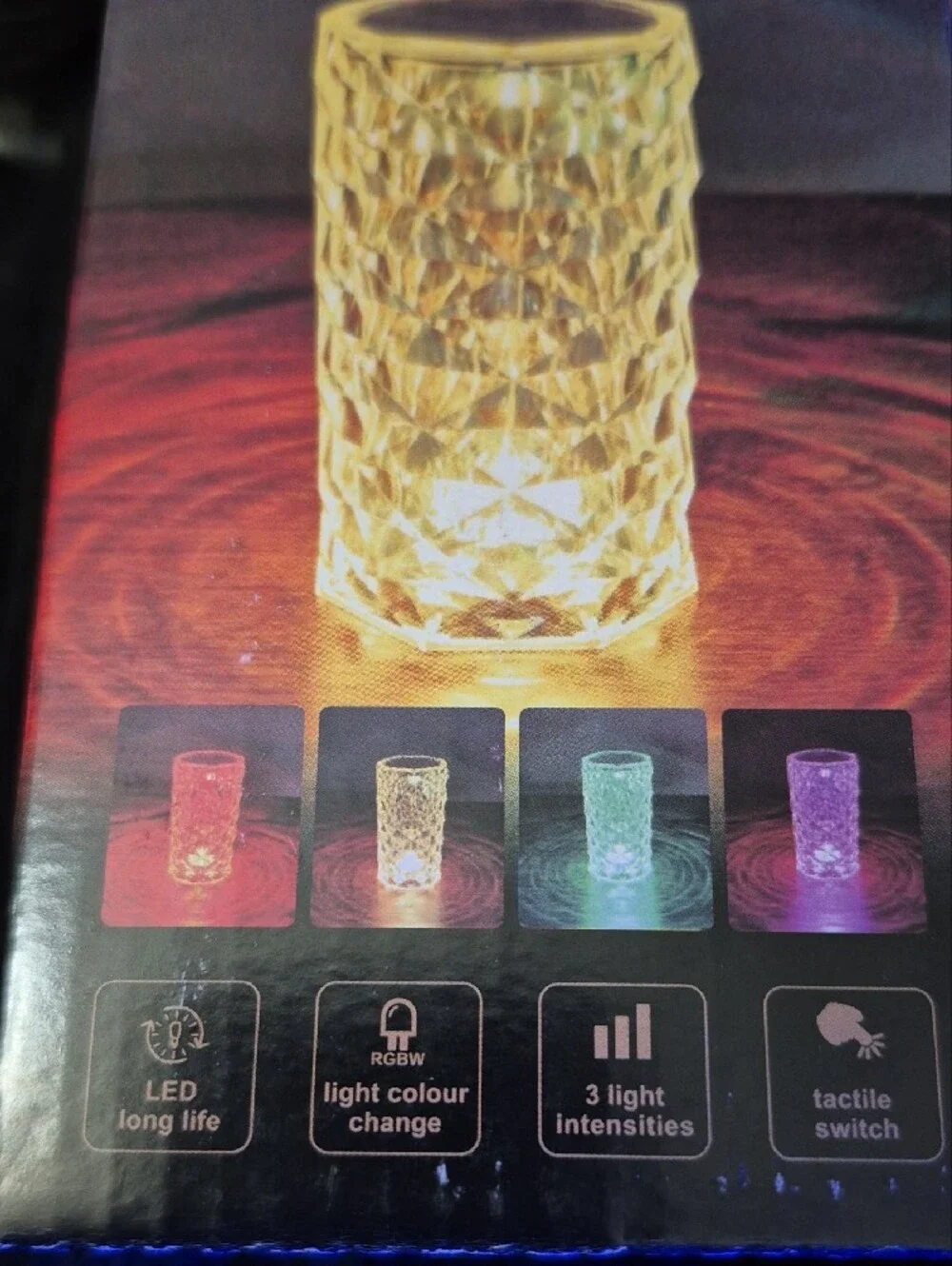 Brand New Rose Diamond Crystal Table Lamp with Touch Control & USB Charging